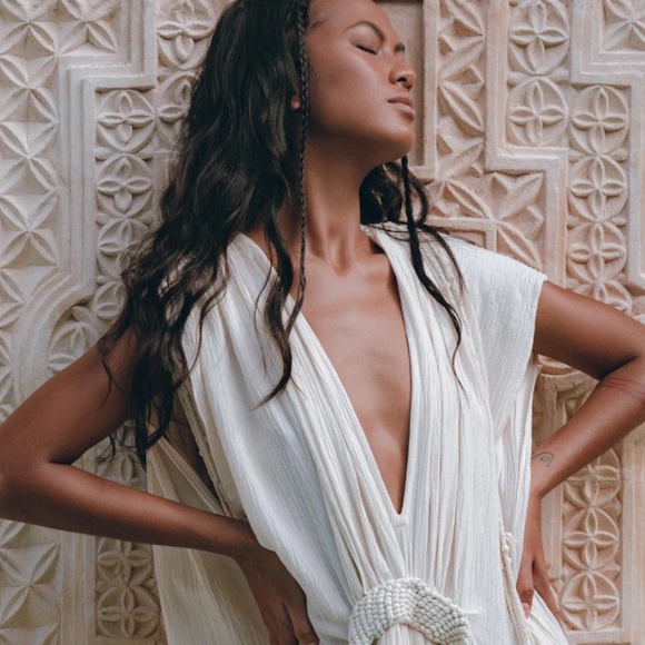 NWT Boho Goddess Dress • Off-White Macrame Dress • Organic Wedding Dress - Picture 6 of 7